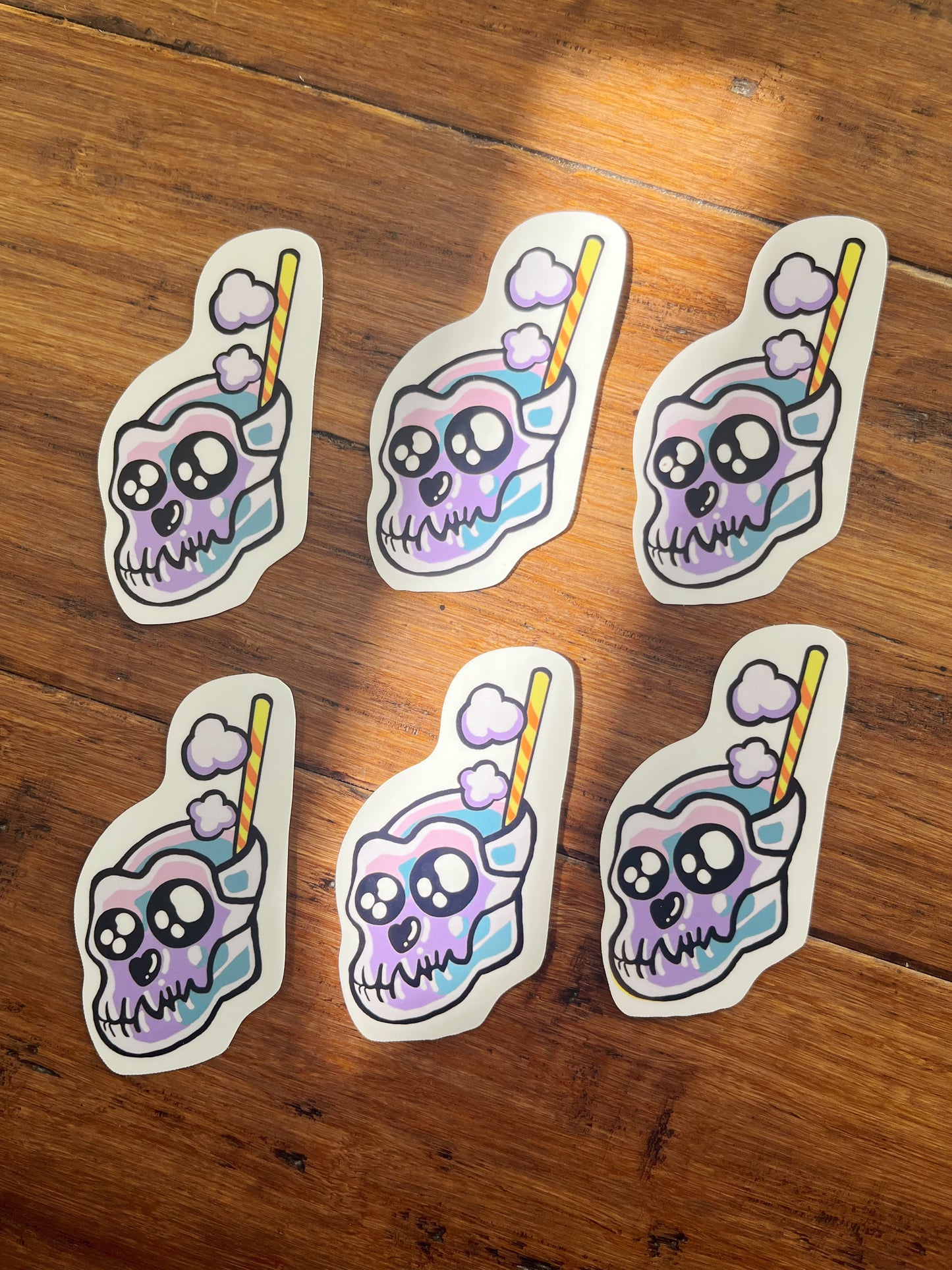 BoredArt Glassy Eyes Skull Stickers (Set of 6)