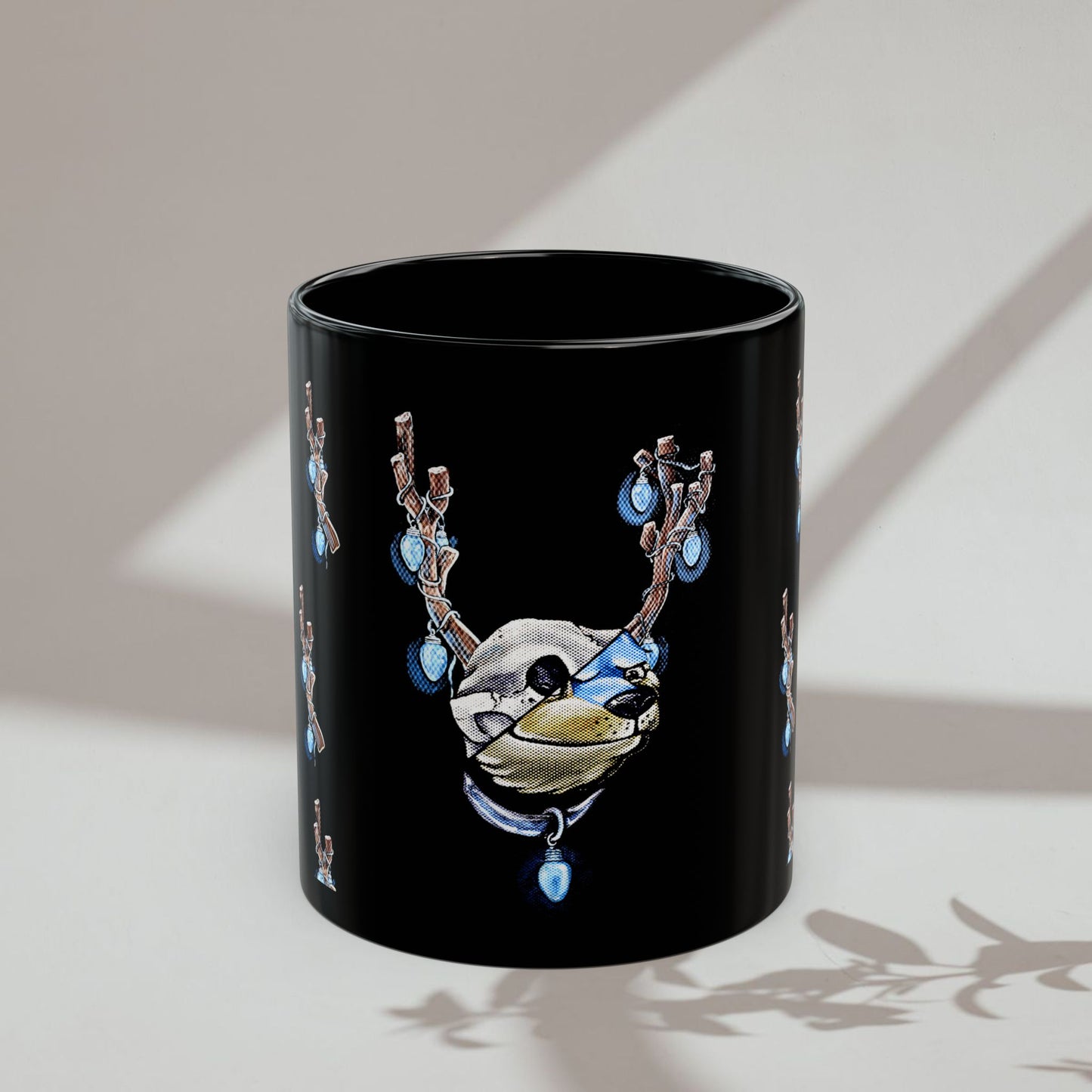 Winter’s Glow- Black Mug- Glow Antlers (11oz)