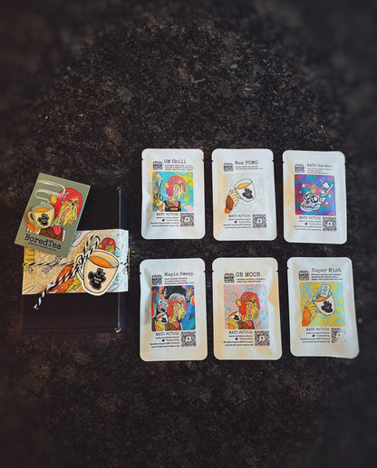 Welcome BoredTea Set | 6 Single-Pack Bags + Pins